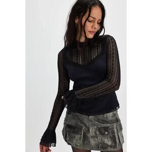 NWT- Free People Hushed Violet Mina Long-Sleeve Top Shirt - M